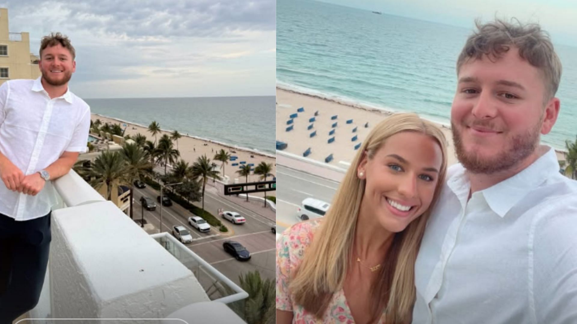 Quinn Ewers and girlfriend Madelyn Barnes enjoying time in Miami, Florida ahead of Dolphins OTA's. (Photos via Madelyn Barnes' Instagram Story)